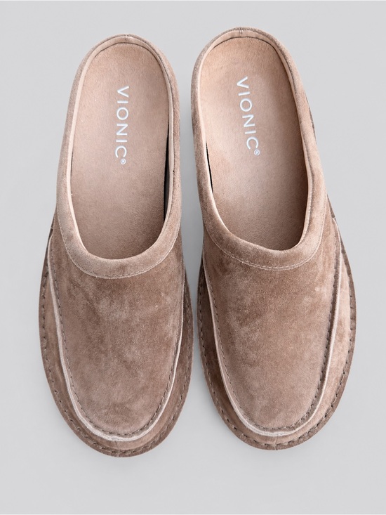 Vionic Shoes - Vionic Uptown Clog Suede Mule – Taupe – Men’s 10.5 Wide